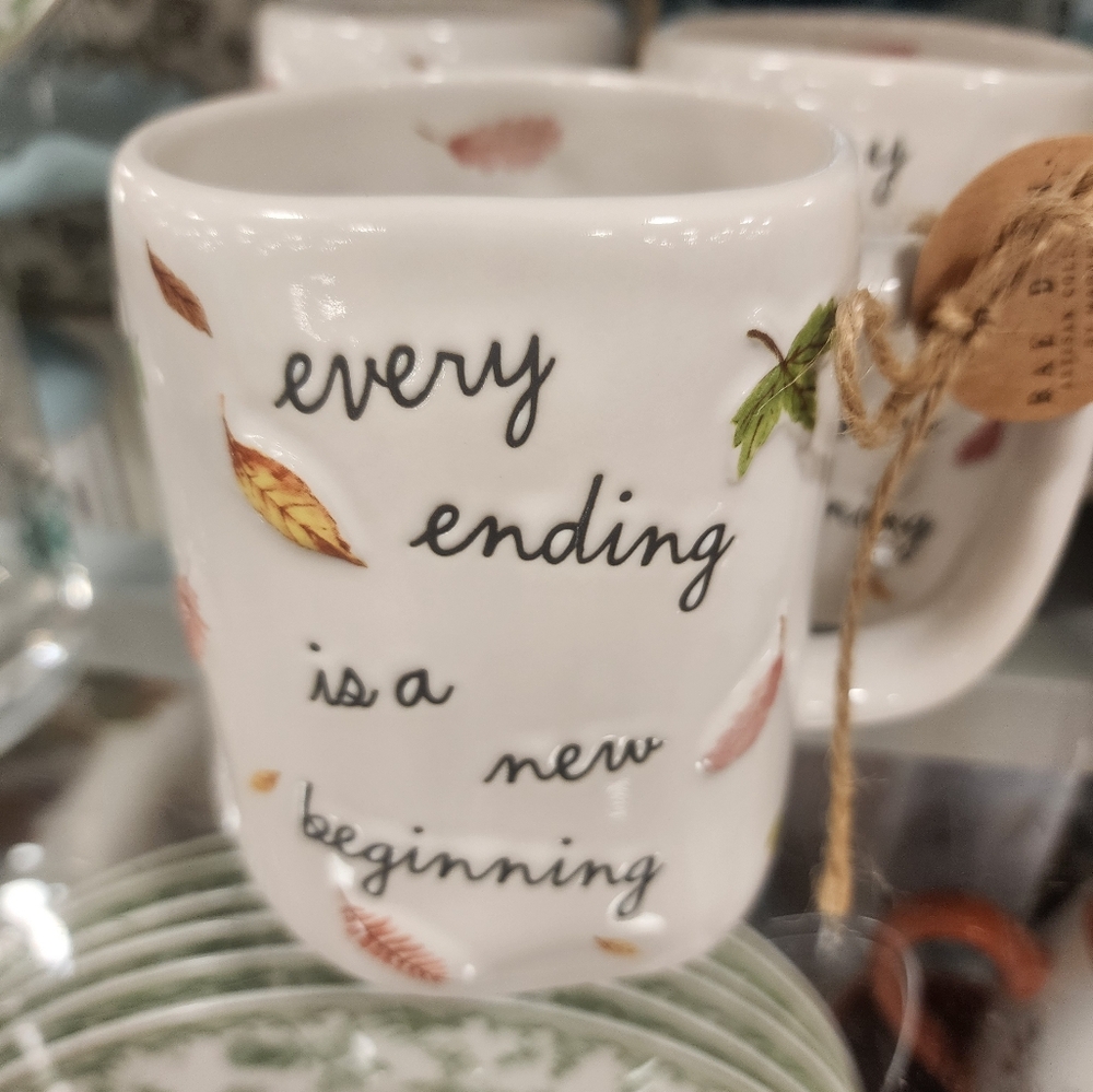 Rae Dunn "every ending is a new beginning" Fall/Autumn leaves Mug